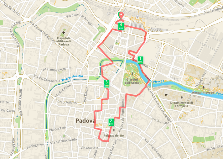 mappa percorso walker Corri Per Padova 10 marzo 2016 modificato
